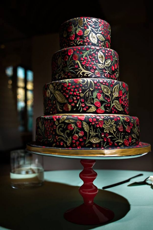 black wedding cake by Elena's Cakes Dallas