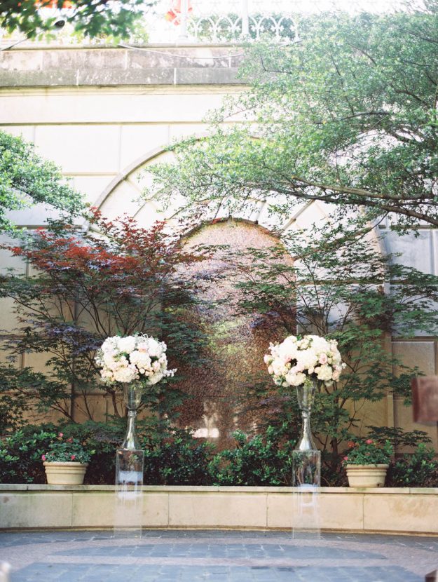 Floral arrangement at a Hotel Crescent Court wedding.